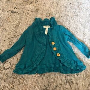 Matilda Jane Teal Ruffle Knit Cardigan